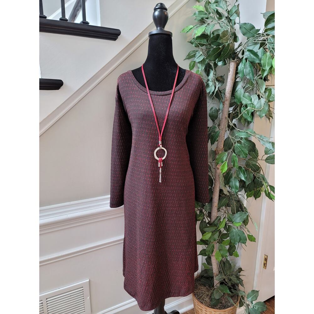 Ellos Shift Dress Women's Size 1X Brown's Polyester Long Sleeves